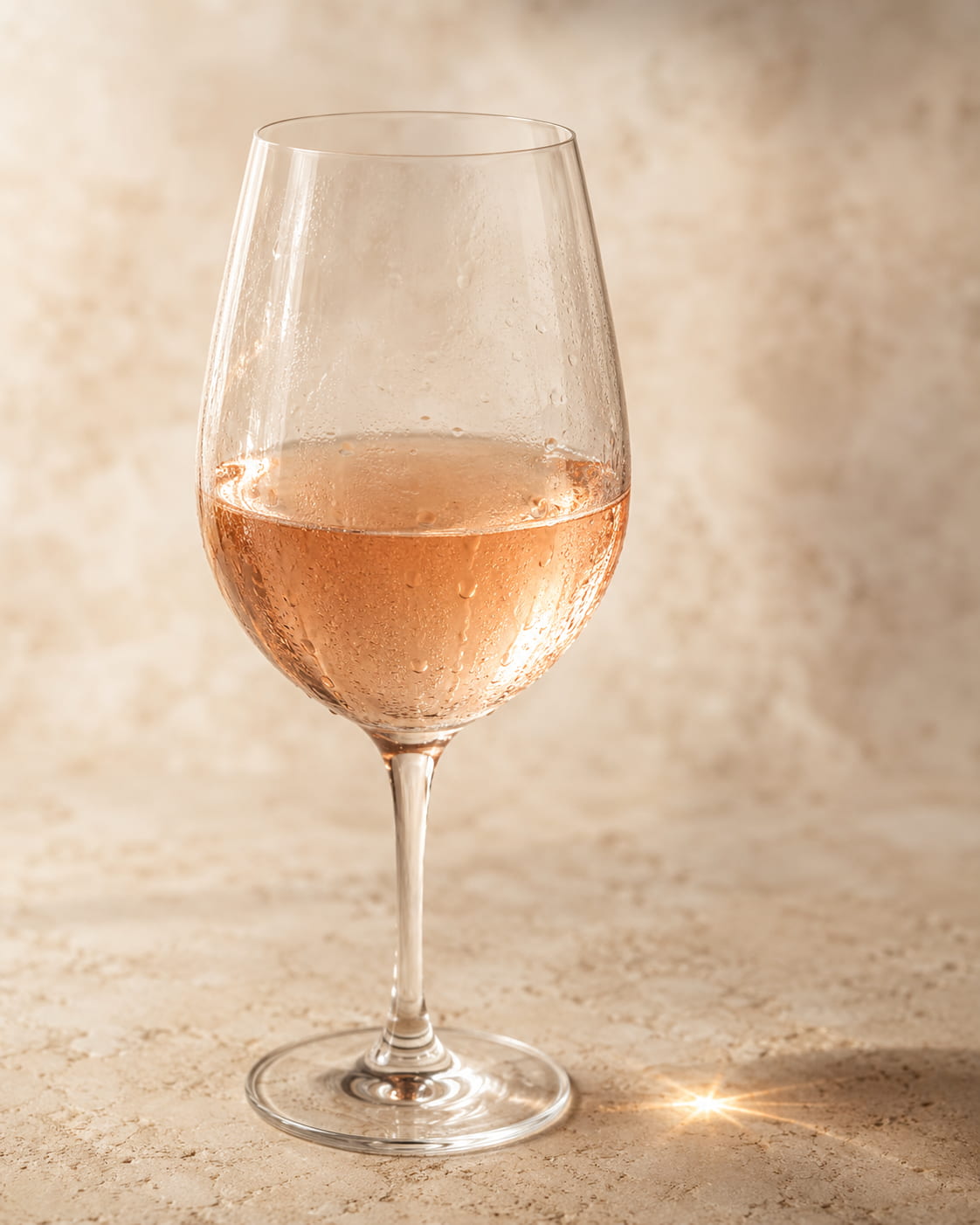 Zart hellrosa Chiaretto im Glas – trockener Rosé aus Groppello, Marzemino, Barbera und Rebo von La Rifra