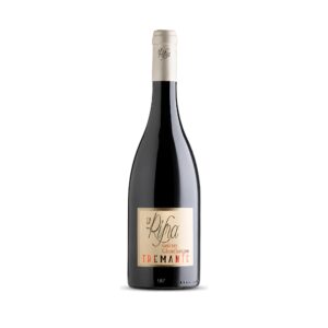Flasche Tremante Cabernet Sauvignon Garda DOC von La Rifra, Rotwein vom Gardasee vor weißem Hintergrund