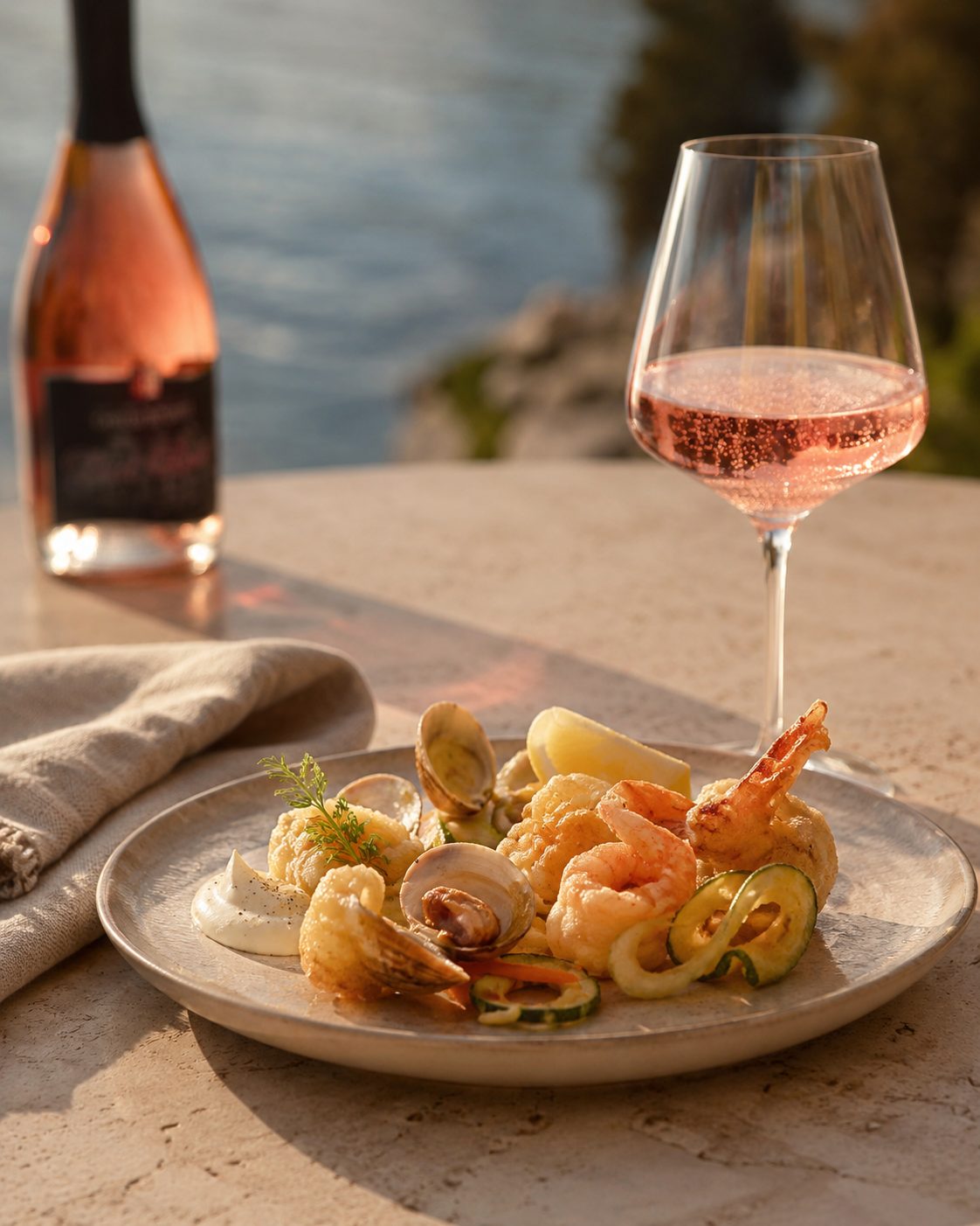Fritto misto und Fingerfood zum Brut Rosé von Casello Bondoni – Spumante aus Marzemino und Groppello