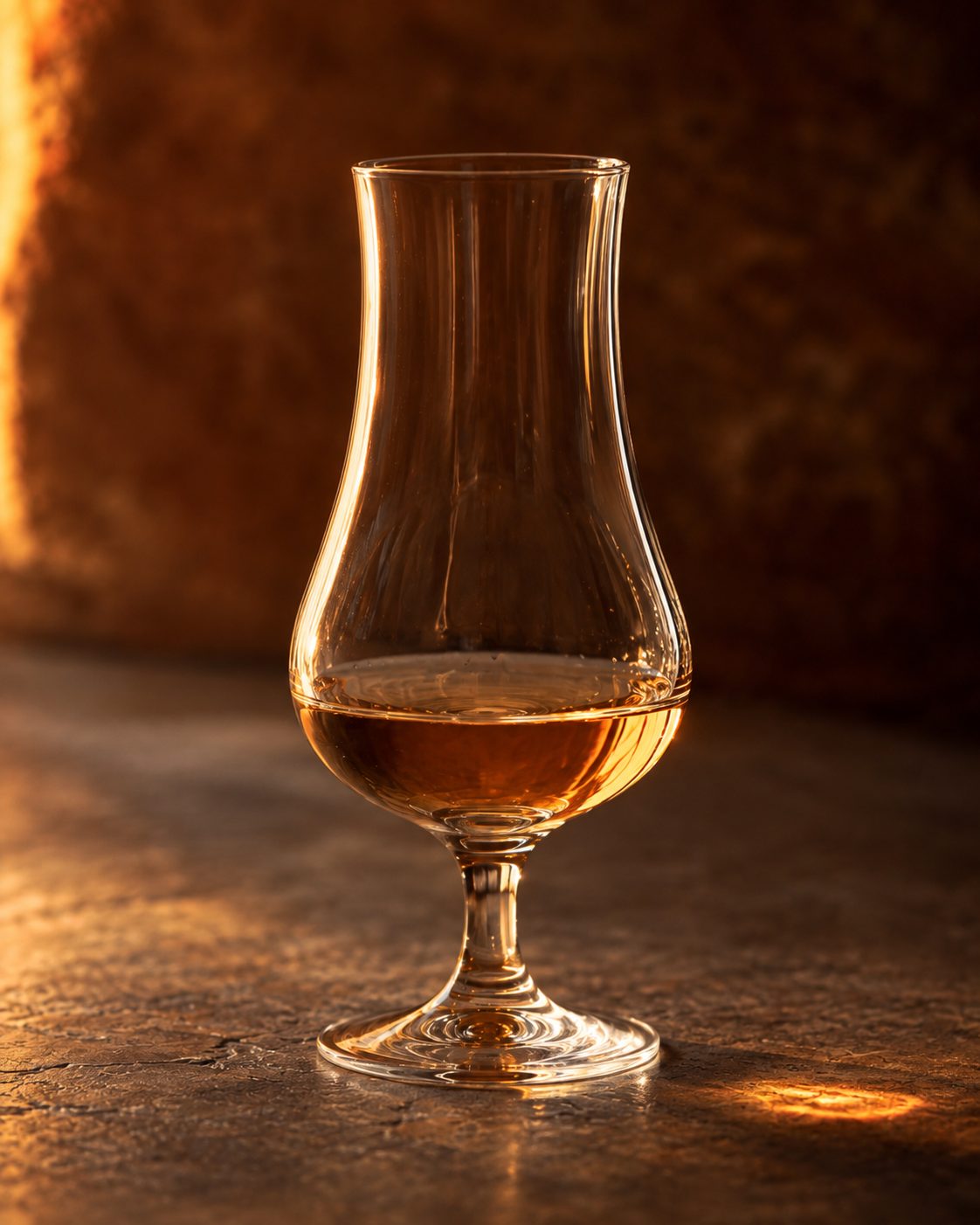 Bernsteinfarbener Grappa im Tulpenglas – Grappa di Lugana Invecchiata aus Turbiana-Trester von Pilandro am Gardasee-Südufer